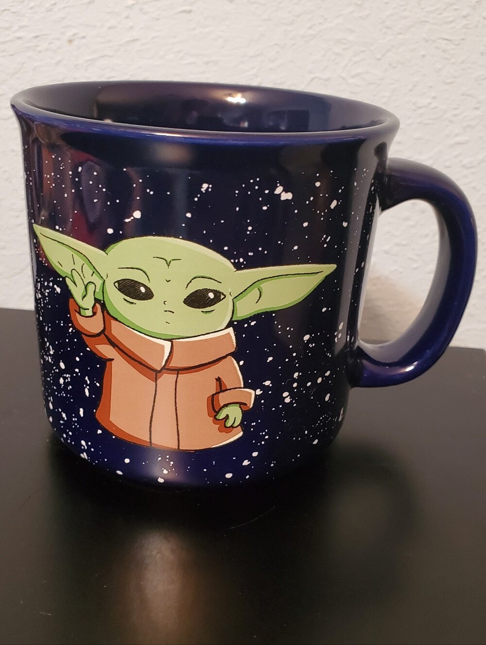 Baby Yoda Star Wars Coffee Drink Mug Navy with Green Character Art